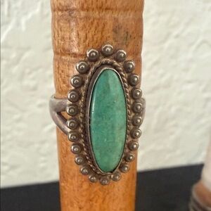 Vintage Native Sterling Silver and Green Turquoise Ring Size 6
